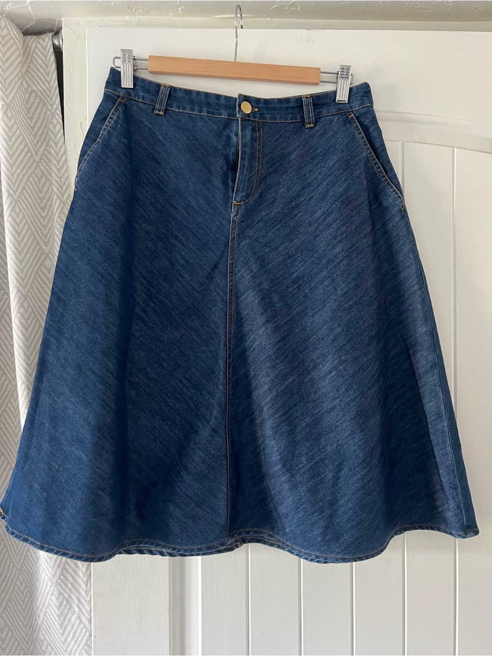 Esprit Dark Blue Denim Midi A-Line Skirt